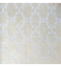 Traditional beige color damask pattern embossed designs texture finished surface swirl lines border wallpaper