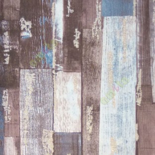 Natural wooden finished blue beige brown gold color timber plank look texture surface old discoloured wooden plank wallpaper